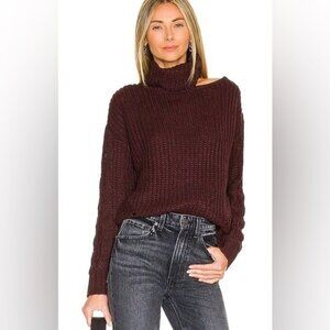 John + Jenn Burgundy Turtleneck Sweater Classic Chunky Chic Cable Knit Soft